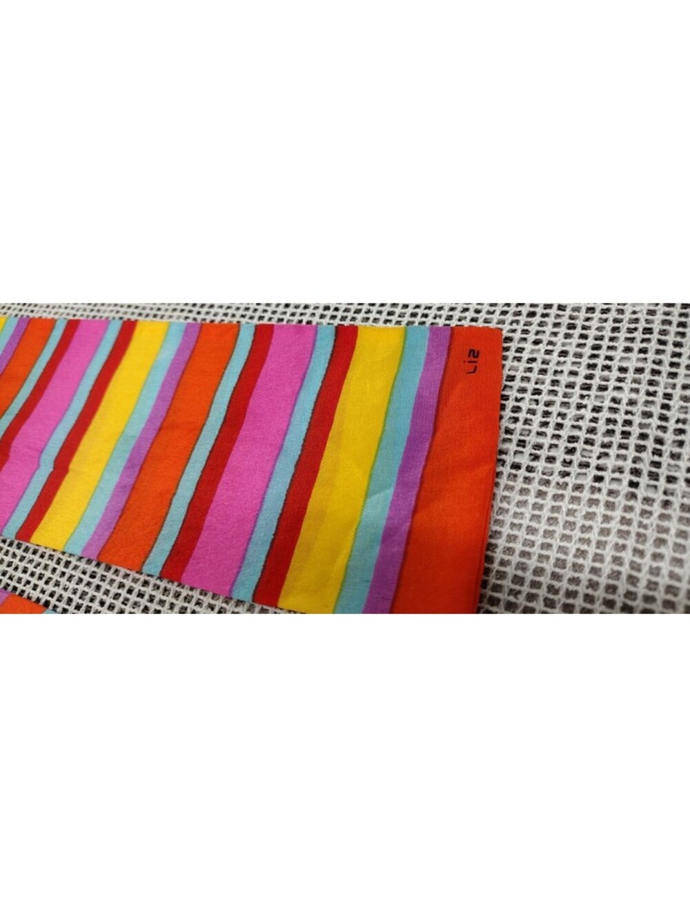 Vintage Liz Claiborne Multicolor Silk Scarf Rainbow Rare Size Long Skinny Slim - Picture 10 of 11